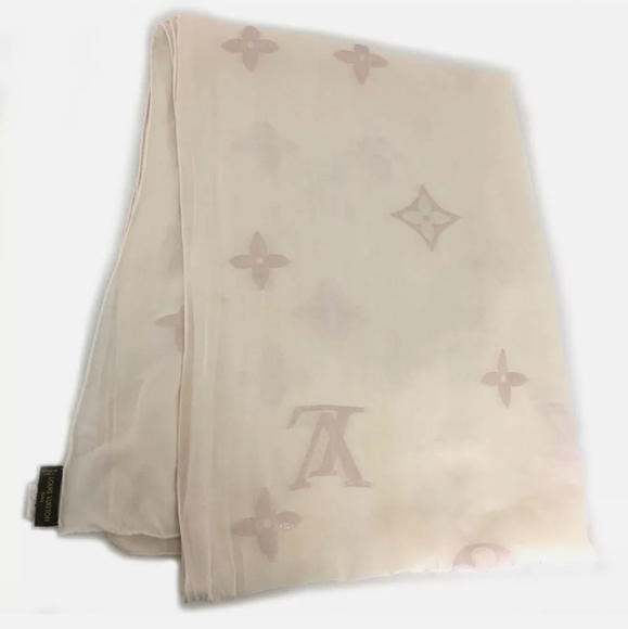 AUTH LOUIS VUITTON MONOGRAM PINK SILK SCARF 81827 - Picture 9 of 13
